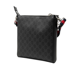 グッチ GGスプリーム スモール メッセンジャーバッグ ショルダーバッグ 523599 ブラック PVC レザー メンズ GUCCI 【中古】
