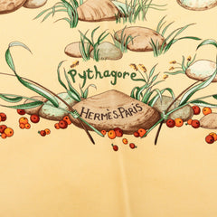 エルメス カレ90 Pythagore ピタゴラス スカーフ ベージュ マルチカラー シルク レディース HERMES 【中古】