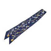 エルメス ツイリー Les Cles a Pois レ クレ ア ポア スカーフ ネイビー マルチカラー シルク レディース HERMES 【中古】