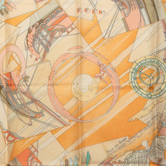 エルメス カレ90 Face au large 沖に向かって スカーフ オレンジ マルチカラー シルク レディース HERMES 中古