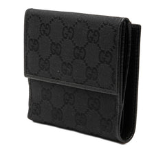 グッチ GGキャンバス バンブー 二つ折り財布 112523 ブラック キャンバス レザー レディース GUCCI 【中古】