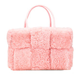 ボッテガヴェネタ マキシイントレチャート アルコ ハンドバッグ ピンク ムートン レザー レディース BOTTEGAVENETA 中古