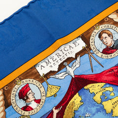 エルメス カレ90 Christophe Colomb decouvre 1 Amerique 12 Octobre 1492 コロンブス アメリカ大陸発見 スカーフ 大判 ブルー系 マルチカラー シルク レディース HERMES 【中古】