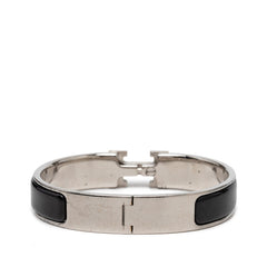 エルメス クリックH PM バングル シルバー ブラック メタル エナメル レディース HERMES 【中古】