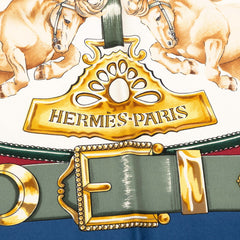 エルメス カレ90 CHEVAUX DE TRAIT 輓馬 スカーフ マルチカラー シルク レディース HERMES 【中古】