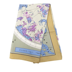 エルメス カレ90 HEMISPHERE COELI BOREALE 星座 スカーフ ベージュマルチカーラ シルク レディース HERMES 【中古】