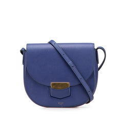 セリーヌ トロッター 斜め掛け ショルダーバッグ ブルー レザー レディース CELINE 【中古】