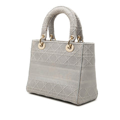 ディオール カナージュ レディ Dライト ハンドバッグ ショルダーバッグ 2WAY グレー キャンバス レディース Dior 中古