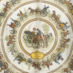 エルメス カレ90 ロンシャンへの散歩 La Promenade de Longchamps スカーフ ピンク系 マルチカラー シルク レディース HERMES 中古