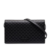 グッチ マイクログッチシマ ショルダーウォレット ショルダーバッグ 466507 ブラック レザー レディース GUCCI 中古