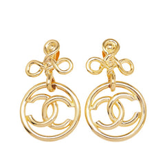 シャネル ヴィンテージ ココマーク ラウンド サークル スイング イヤリング ゴールド メッキ レディース CHANEL 【中古】