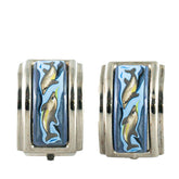 エルメス エマイユ イルカ ドルフィン モチーフ イヤリング シルバー ブルー マルチカラー メタル レディース HERMES 【中古】