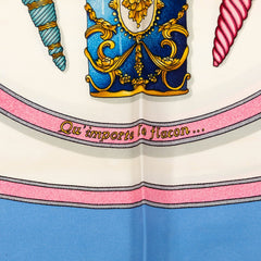 エルメス カレ90 Qu importe le flacon 香水瓶 スカーフ ライトブルー マルチカラー シルク レディース HERMES 【中古】