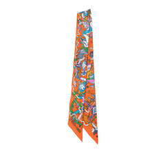 エルメス ツイリー LA FOLLE PARADE ラ フォル パラード スカーフ オレンジ マルチカラー シルク レディース HERMES 【中古】