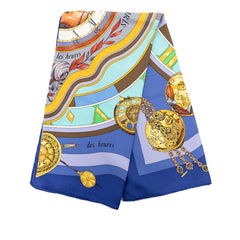 エルメス カレ90 parmi les fleurs je compte les heures 花の中で過ごす時間 スカーフ ブルー マルチカラー シルク レディース HERMES 【中古】