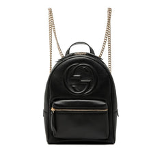 グッチ インターロッキングG ソーホー チェーン リュック バックパック 536192 ブラック レザー レディース GUCCI 【中古】
