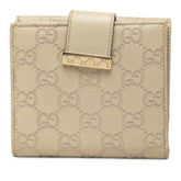 グッチ グッチシマ Wホック 二つ折り財布 212090 アイボリー ホワイト レザー レディース GUCCI 中古