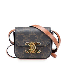 セリーヌ トリオンフ ミニ クロード ショルダーバッグ ブラウン PVC レザー レディース CELINE 【中古】