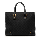 グッチ GGキャンバス トートバッグ ハンドバッグ 120897 ブラック キャンバス レザー レディース GUCCI 【中古】