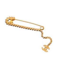 シャネル ココマーク 安全ピンモチーフ ブローチ 02P ゴールド ブラック ピンク メッキ ラインストーン レディース CHANEL 【中古】