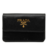 プラダ ロゴ カードケース 名刺入れ ブラック サフィアーノレザー レディース PRADA 【中古】