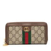 グッチ GGスプリーム オフディア 長財布 ラウンドファスナー 523154 ベージュ ブラウン PVC レザー レディース GUCCI 【中古】