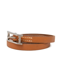 エルメス アピ ドゥブルトゥール ブレスレット 5連 ブラウン レザー レディース HERMES 【中古】