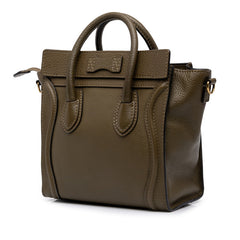 セリーヌ ラゲージ ナノショッパー ハンドバッグ ショルダーバッグ 2WAY カーキ グリーン レザー レディース CELINE 中古