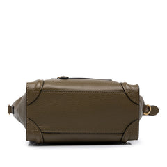 セリーヌ ラゲージ ナノショッパー ハンドバッグ ショルダーバッグ 2WAY カーキ グリーン レザー レディース CELINE 中古