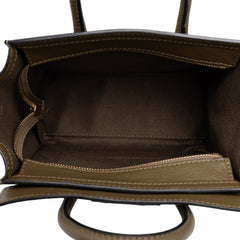 セリーヌ ラゲージ ナノショッパー ハンドバッグ ショルダーバッグ 2WAY カーキ グリーン レザー レディース CELINE 中古