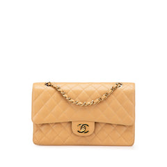 シャネル マトラッセ25 ダブルフラップ ココマーク チェーン ショルダーバッグ ベージュ キャビアスキン レディース CHANEL 【中古】