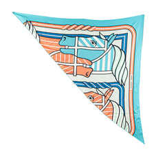 エルメス トライアングル ジェアン スカーフ ライトブルー マルチカラー シルク レディース HERMES 【中古】