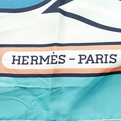 エルメス トライアングル ジェアン スカーフ ライトブルー マルチカラー シルク レディース HERMES 【中古】