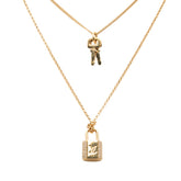 ルイ ヴィトン LV パドロック ネックレス M01593 ゴールド メッキ ラインストーン レディース LOUIS VUITTON 中古