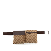 グッチ GGキャンバス ウエストバッグ ボディバッグ 28566 ベージュ ブラウン キャンバス レザー レディース GUCCI 【中古】