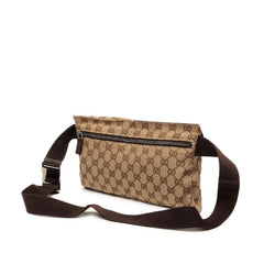 グッチ GGキャンバス ウエストバッグ ボディバッグ 28566 ベージュ ブラウン キャンバス レザー レディース GUCCI 【中古】