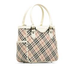 バーバリー ノバチェック ハンドバッグ ベージュ ホワイト キャンバス レザー レディース BURBERRY 【中古】