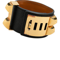 エルメス コリエドシアン バングル ブラック ゴールド エプソン レディース HERMES 【中古】