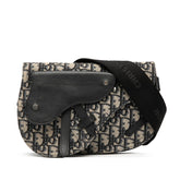 ディオール オブリーク サドル ボディバッグ ウエストバッグ ショルダーバッグ ネイビー ベージュ キャンバス レザー レディース Dior 【中古】