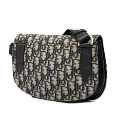 ディオール オブリーク サドル ボディバッグ ウエストバッグ ショルダーバッグ ネイビー ベージュ キャンバス レザー レディース Dior 【中古】