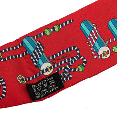 エルメス ツイリー cordages コルダージュ ロープ スカーフ レッド マルチカラー シルク レディース HERMES 【中古】