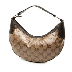 グッチ GGクリスタル ワンショルダーバッグ ハンドバッグ 257297 ベージュ ブラウン PVC レザー レディース GUCCI 中古
