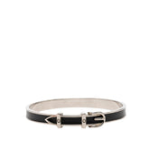 エルメス サンチュール ベルトモチーフ バングル シルバー ブラック メタル レザー レディース HERMES 【中古】