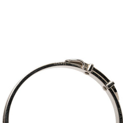 エルメス サンチュール ベルトモチーフ バングル シルバー ブラック メタル レザー レディース HERMES 【中古】