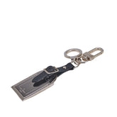 ルイ ヴィトン ラゲージタグ キーホルダー キーリング M67141 シルバー ブラック メタル レザー レディース LOUIS VUITTON 中古