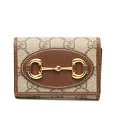 グッチ GGスプリーム ホースビット 三つ折り財布 644462 ベージュ ブラウン PVC レザー レディース GUCCI 【中古】