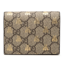 グッチ GGスプリーム ビー 蜂 二つ折り財布 コンパクトウォレット 508757 ベージュ PVC レザー レディース GUCCI 【中古】