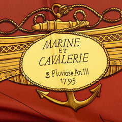 エルメス カレ90 MARINE ET CAVALERIE 海と騎兵隊 スカーフ ブラウン マルチカラー シルク レディース HERMES 【中古】