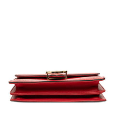 グッチ インターロッキングG 斜め掛け チェーン ショルダーバッグ 510304 レッド レザー レディース GUCCI 【中古】