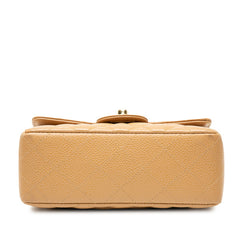 シャネル ミニマトラッセ ココマーク 斜め掛け チェーン ショルダーバッグ ベージュ キャビアスキン レディース CHANEL 【中古】